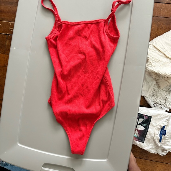 A&F Red Y2K tank body suit with open back - Picture 2 of 6